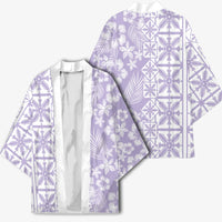 Pastel Purple Kahili Quilt Hawaii Kimono Tropical Flower Seamless Half Style