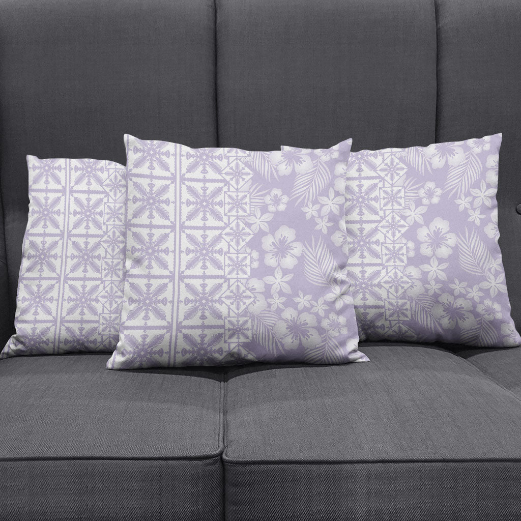 Pastel Purple Kahili Quilt Hawaii Pillow Cover Tropical Flower Seamless Half Style