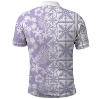Pastel Purple Kahili Quilt Hawaii Polo Shirt Tropical Flower Seamless Half Style