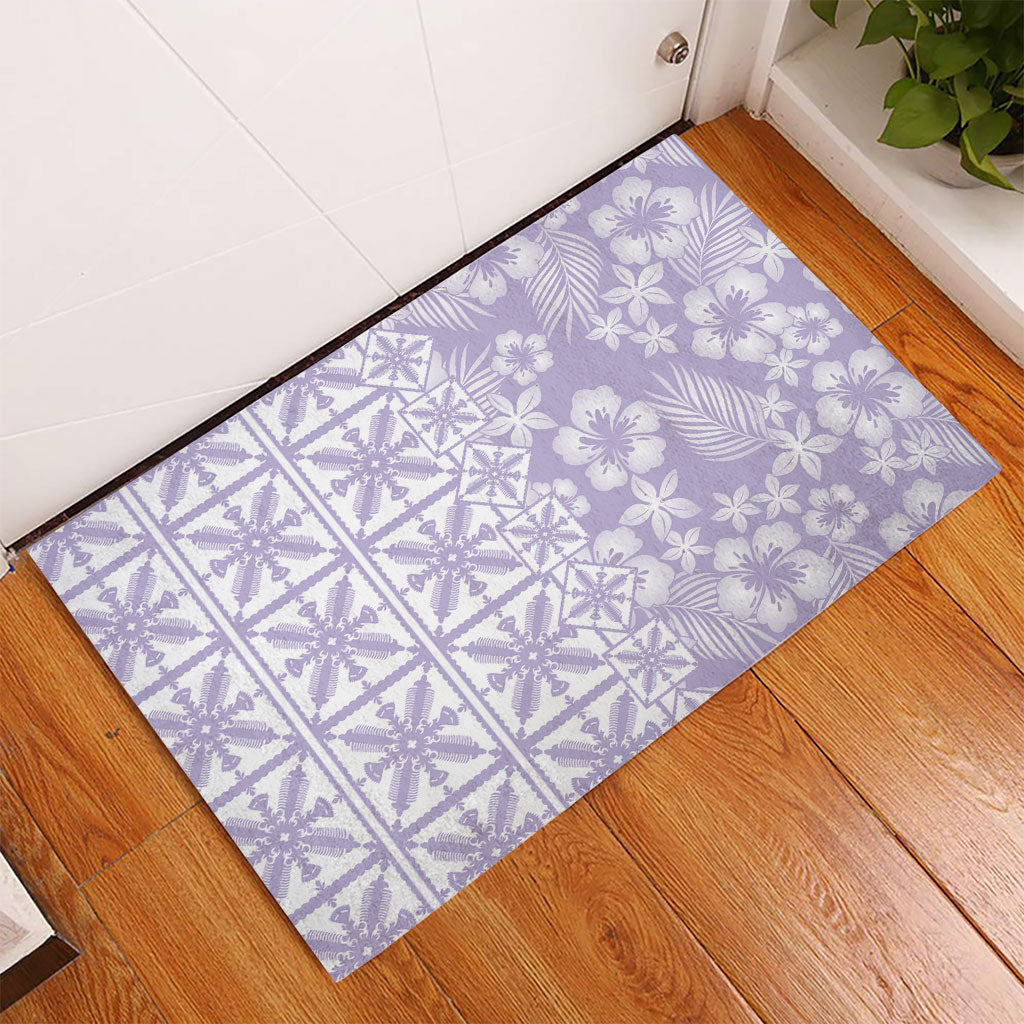 Pastel Purple Kahili Quilt Hawaii Rubber Doormat Tropical Flower Seamless Half Style