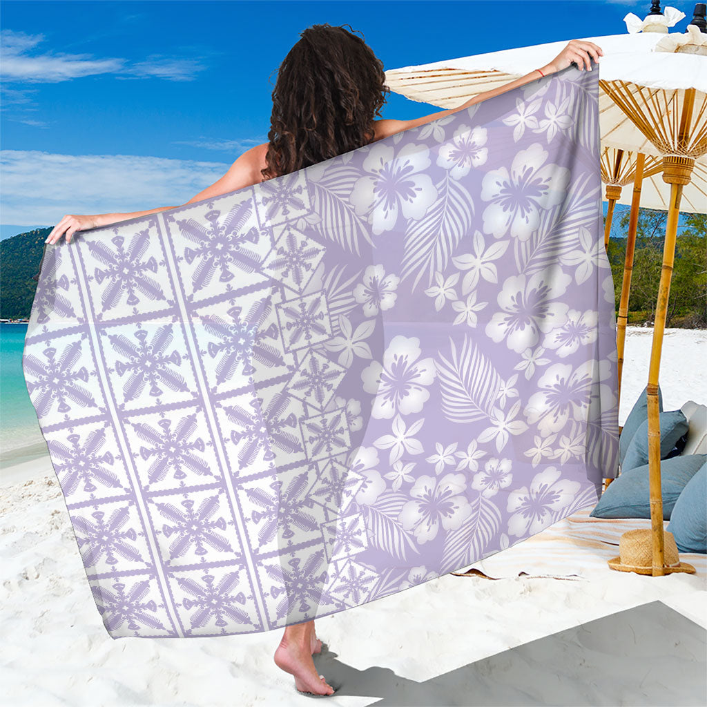 Pastel Purple Kahili Quilt Hawaii Sarong Tropical Flower Seamless Half Style