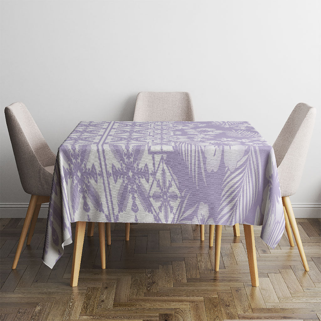 Pastel Purple Kahili Quilt Hawaii Tablecloth Tropical Flower Seamless Half Style