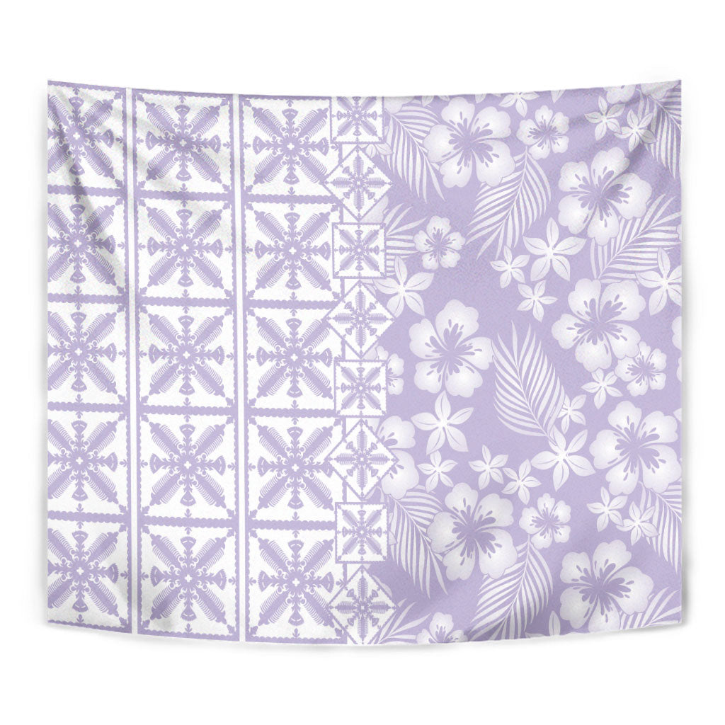 Pastel Purple Kahili Quilt Hawaii Tapestry Tropical Flower Seamless Half Style