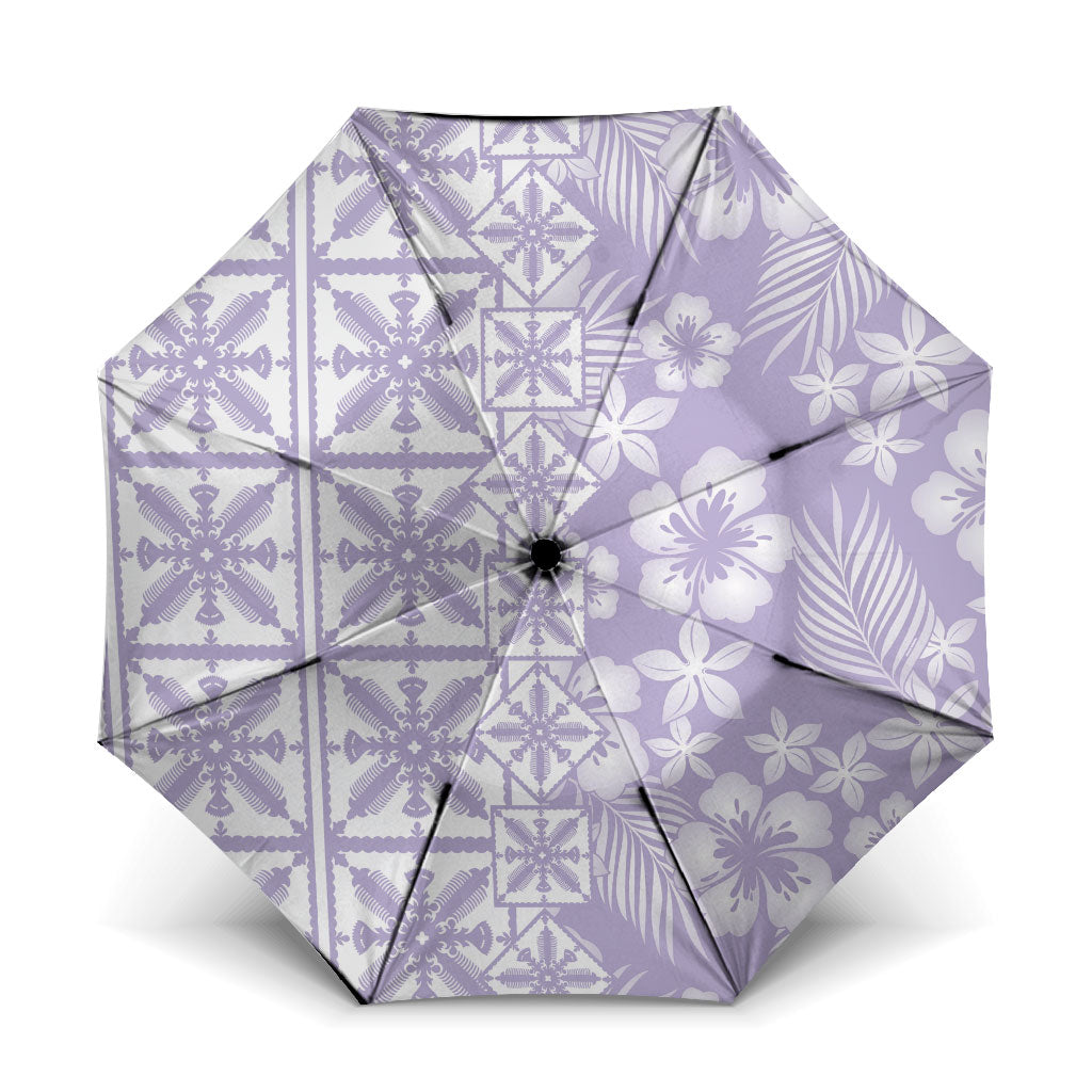 Pastel Purple Kahili Quilt Hawaii Umbrella Tropical Flower Seamless Half Style LT14 One Size Folded 11.42 inch Opened Diameter 37.4 inch Purple - Polynesian Pride