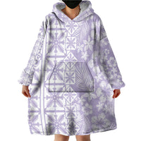 Pastel Purple Kahili Quilt Hawaii Wearable Blanket Hoodie Tropical Flower Seamless Half Style