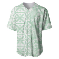 Pastel Green Kahili Quilt Hawaii Baseball Jersey Tropical Flower Seamless Half Style