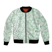Pastel Green Kahili Quilt Hawaii Bomber Jacket Tropical Flower Seamless Half Style