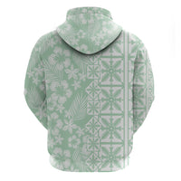Pastel Green Kahili Quilt Hawaii Hoodie Tropical Flower Seamless Half Style