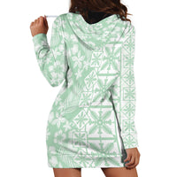 Pastel Green Kahili Quilt Hawaii Hoodie Dress Tropical Flower Seamless Half Style