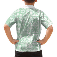 Pastel Green Kahili Quilt Hawaii Kid Hawaiian Shirt Tropical Flower Seamless Half Style