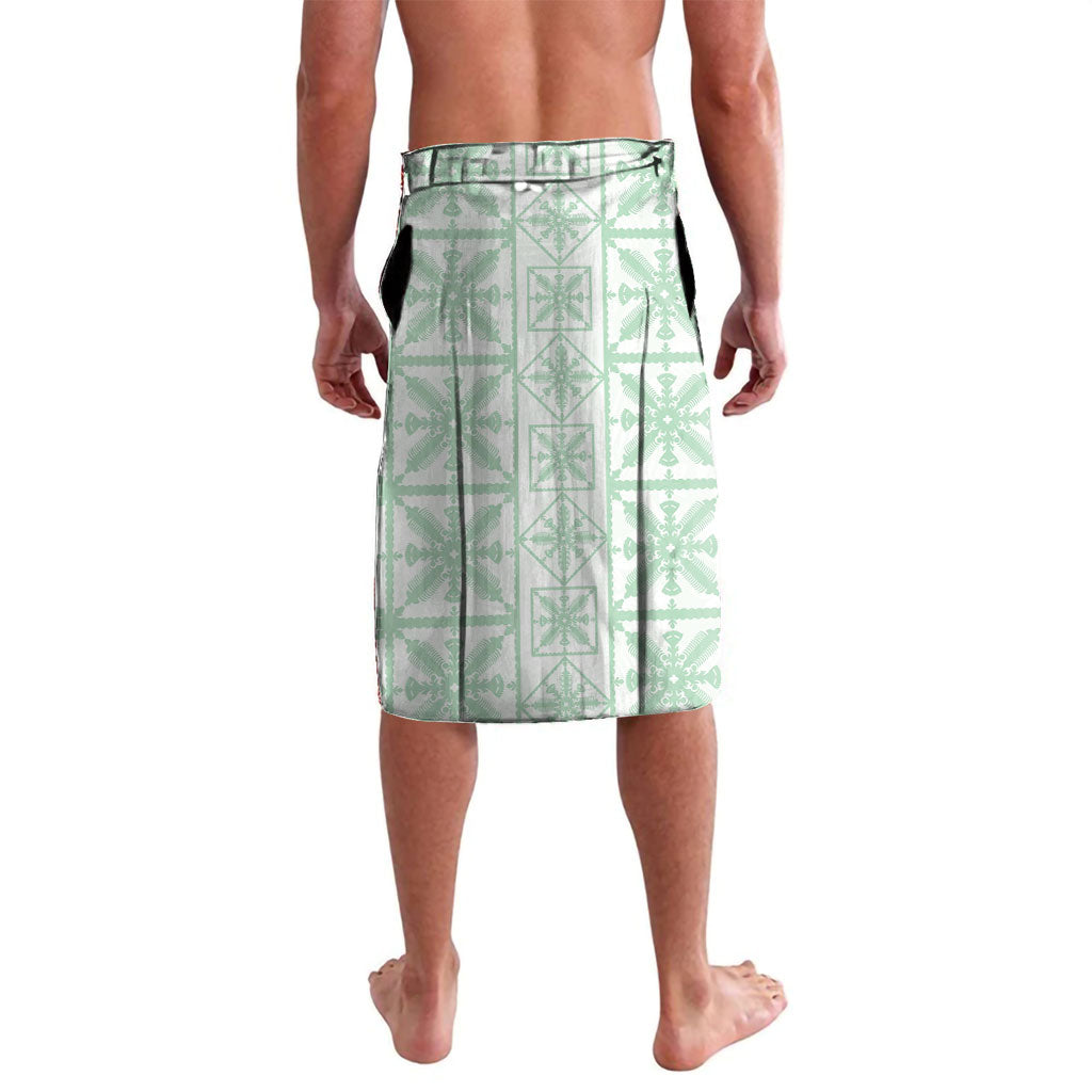 Pastel Green Kahili Quilt Hawaii Lavalava Tropical Flower Seamless Half Style