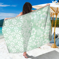 Pastel Green Kahili Quilt Hawaii Sarong Tropical Flower Seamless Half Style