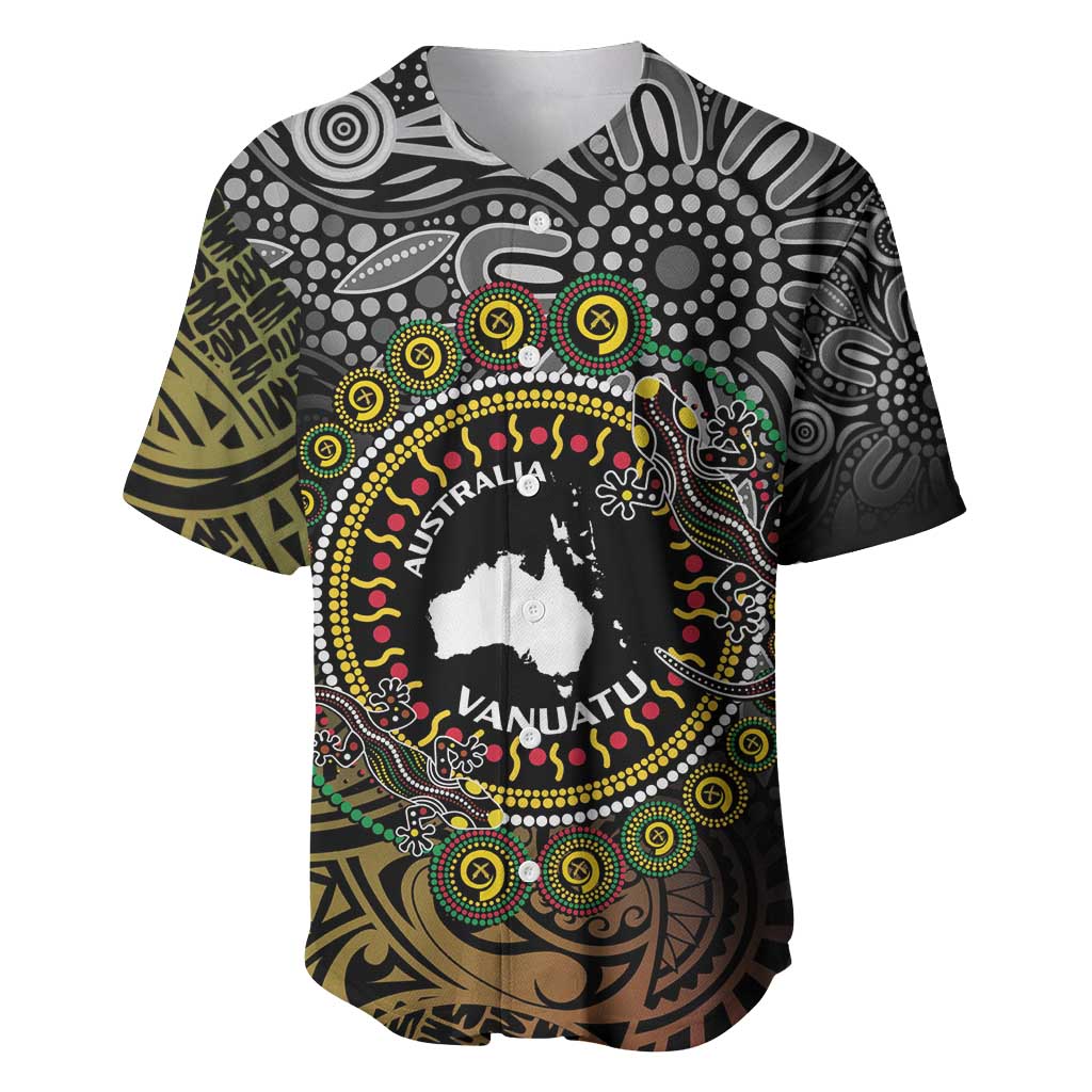 Personalised Australia And Vanuatu Baseball Jersey Aboriginal Lizard Polynesia Ni-Van Pig Tusk