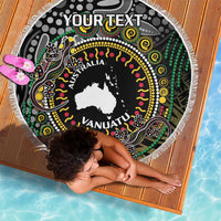 Personalised Australia And Vanuatu Beach Blanket Aboriginal Lizard Polynesia Ni-Van Pig Tusk LT14 - Polynesian Pride