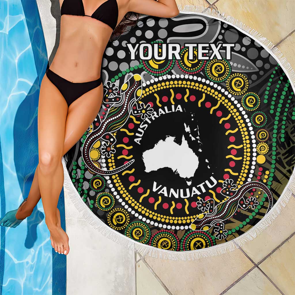 Personalised Australia And Vanuatu Beach Blanket Aboriginal Lizard Polynesia Ni-Van Pig Tusk LT14 - Polynesian Pride