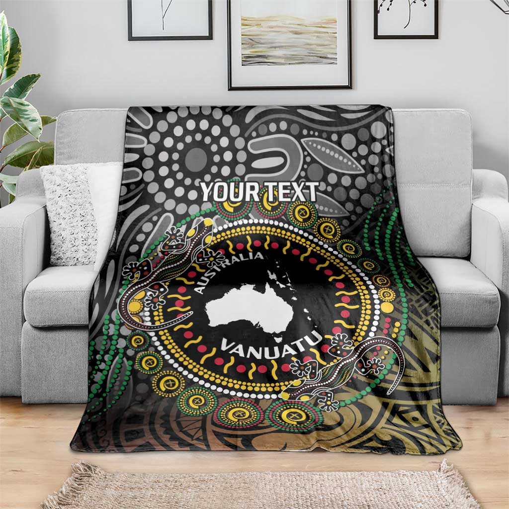 Personalised Australia And Vanuatu Blanket Aboriginal Lizard Polynesia Ni-Van Pig Tusk LT14 - Polynesian Pride