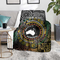 Personalised Australia And Vanuatu Blanket Aboriginal Lizard Polynesia Ni-Van Pig Tusk LT14 - Polynesian Pride