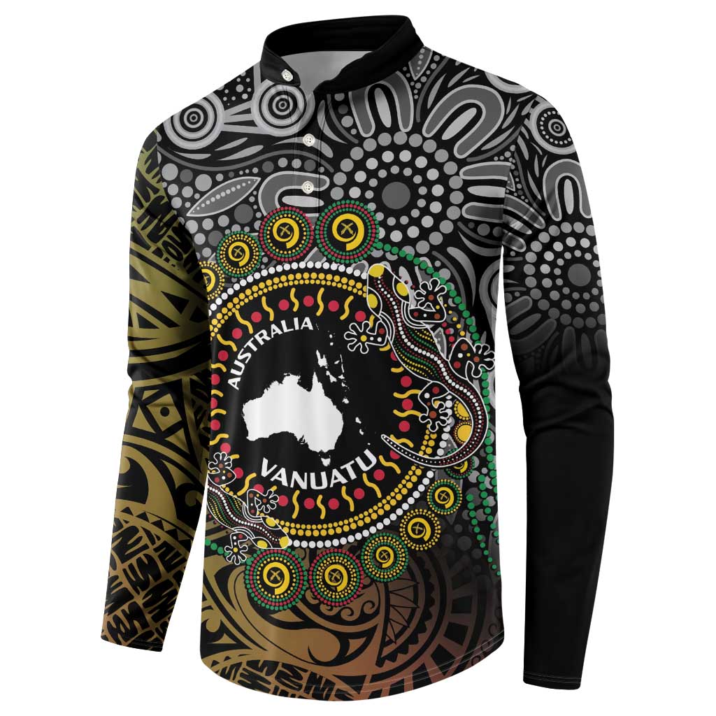 Personalised Australia And Vanuatu Button Sweatshirt Aboriginal Lizard Polynesia Ni-Van Pig Tusk LT14 - Polynesian Pride