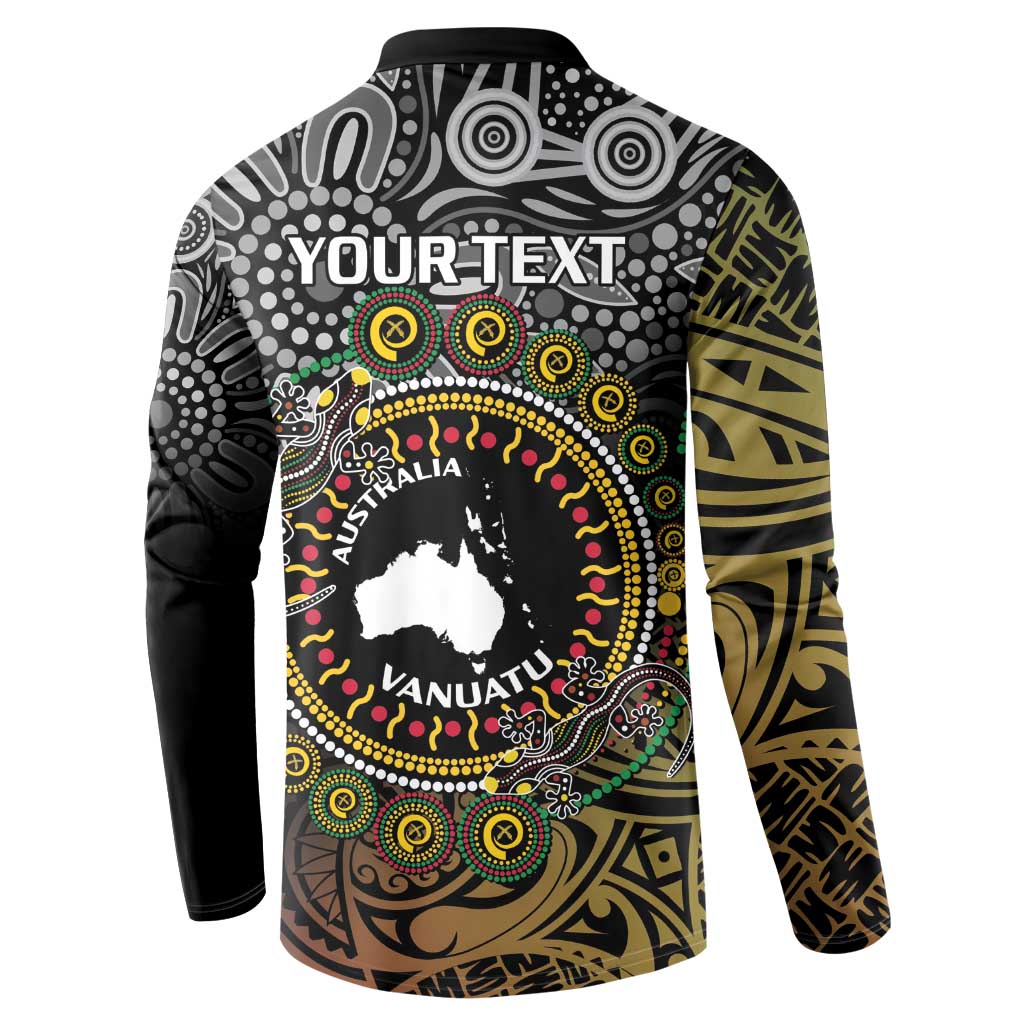 Personalised Australia And Vanuatu Button Sweatshirt Aboriginal Lizard Polynesia Ni-Van Pig Tusk LT14 - Polynesian Pride