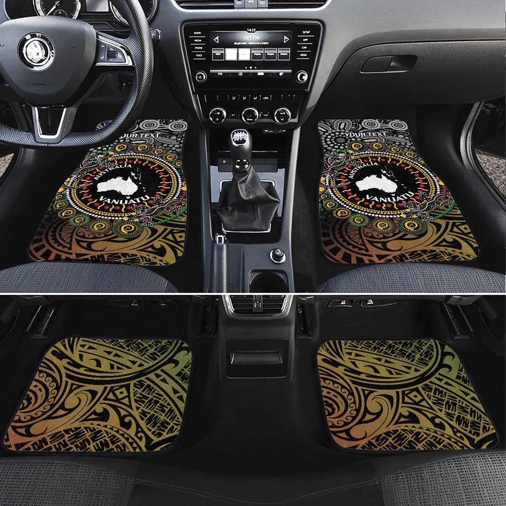 Personalised Australia And Vanuatu Car Mats Aboriginal Lizard Polynesia Ni-Van Pig Tusk