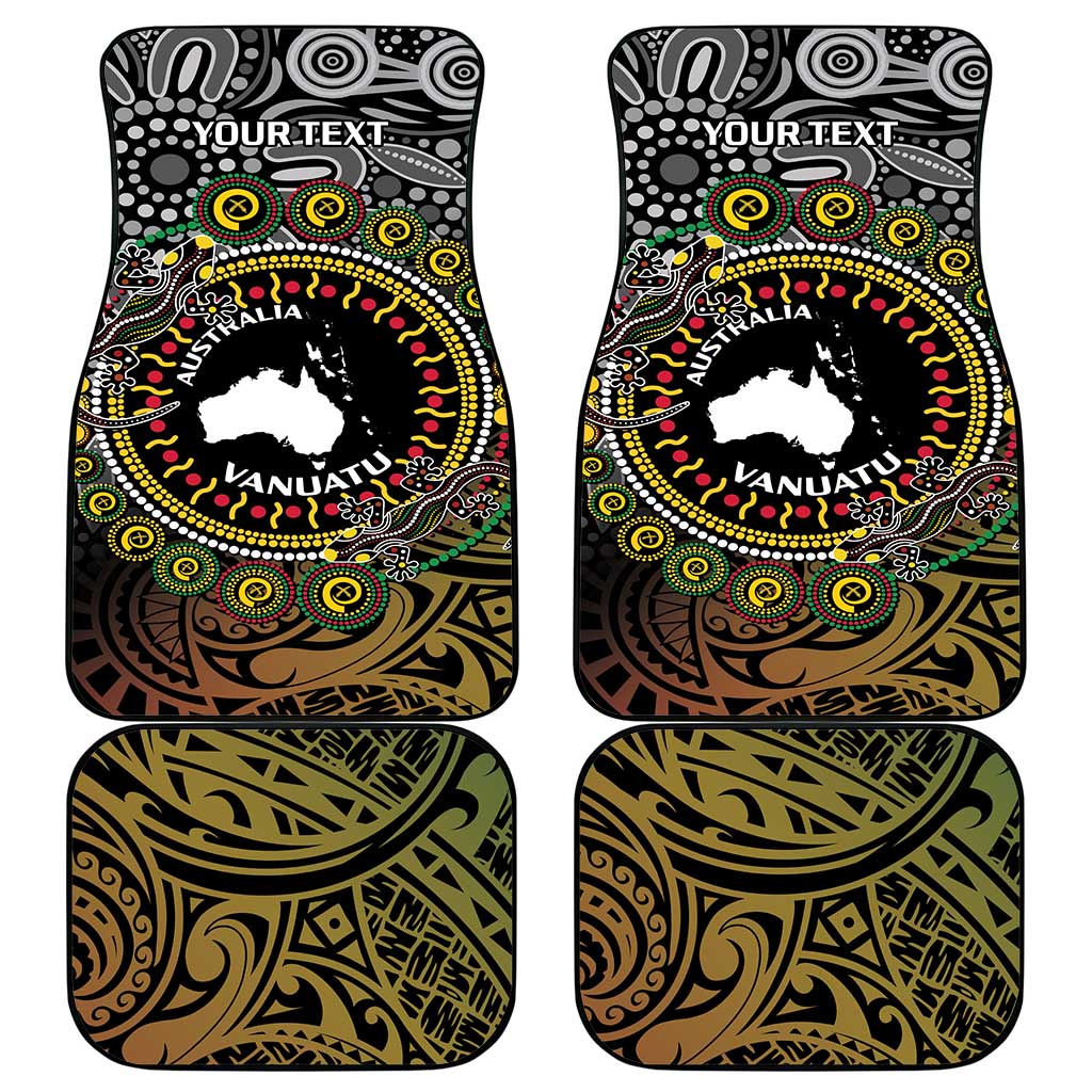 Personalised Australia And Vanuatu Car Mats Aboriginal Lizard Polynesia Ni-Van Pig Tusk LT14 - Polynesian Pride