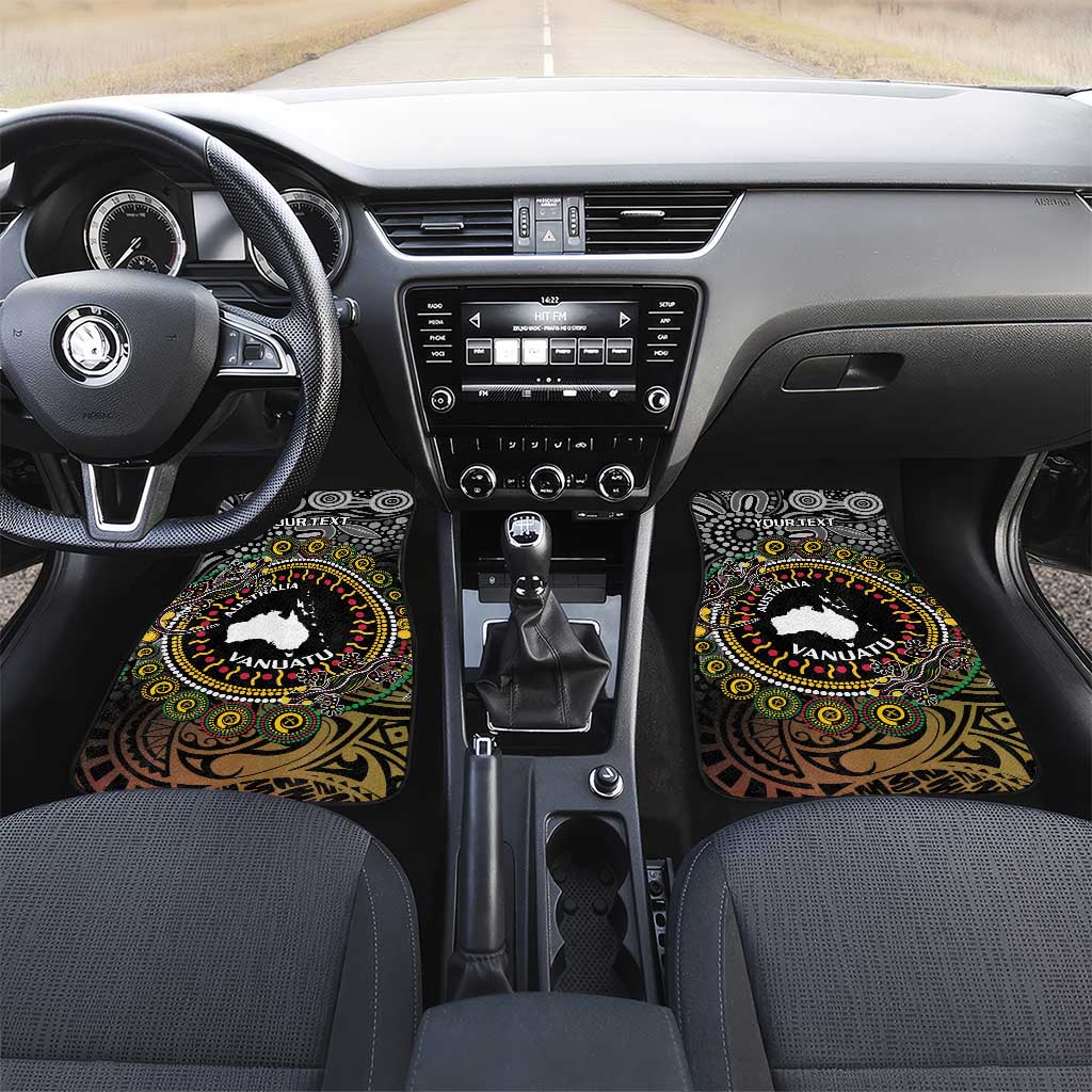 Personalised Australia And Vanuatu Car Mats Aboriginal Lizard Polynesia Ni-Van Pig Tusk LT14 Set 2pcs - Front Black - Polynesian Pride