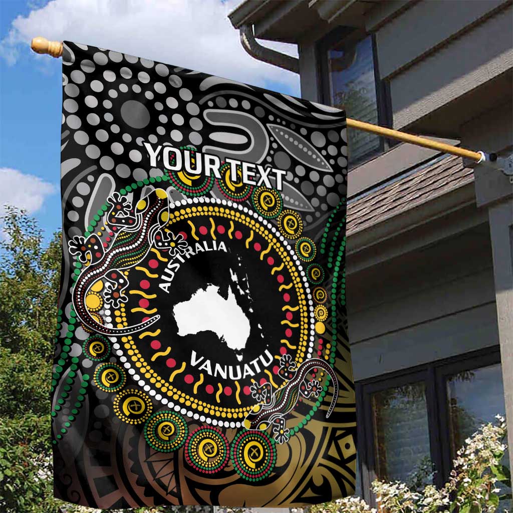 Personalised Australia And Vanuatu Garden Flag Aboriginal Lizard Polynesia Ni-Van Pig Tusk LT14 - Polynesian Pride