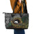 Personalised Australia And Vanuatu Leather Tote Bag Aboriginal Lizard Polynesia Ni-Van Pig Tusk