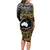 Personalised Australia And Vanuatu Long Sleeve Bodycon Dress Aboriginal Lizard Polynesia Ni-Van Pig Tusk