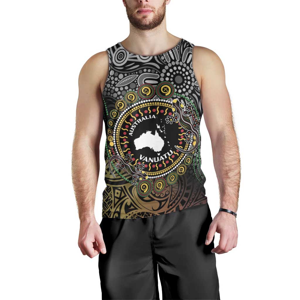 Personalised Australia And Vanuatu Men Tank Top Aboriginal Lizard Polynesia Ni-Van Pig Tusk LT14 - Polynesian Pride