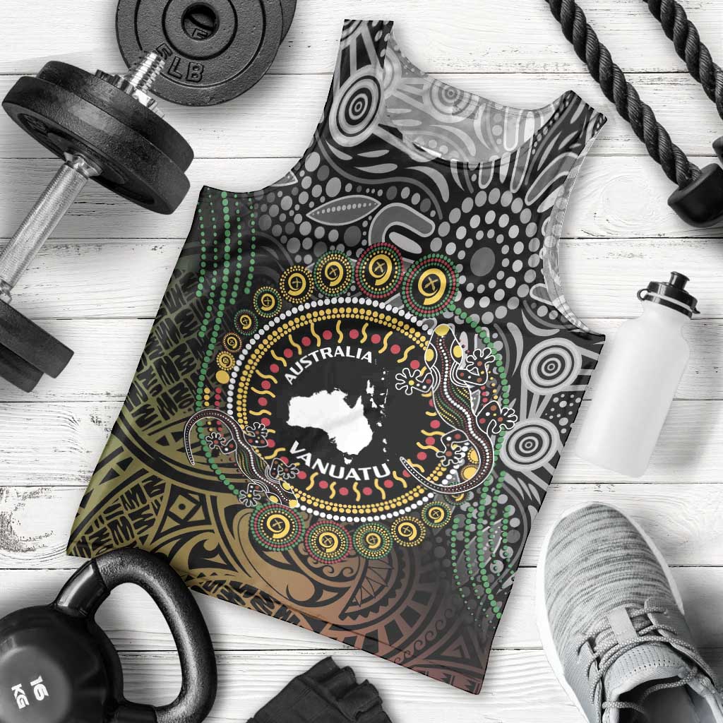 Personalised Australia And Vanuatu Men Tank Top Aboriginal Lizard Polynesia Ni-Van Pig Tusk LT14 - Polynesian Pride