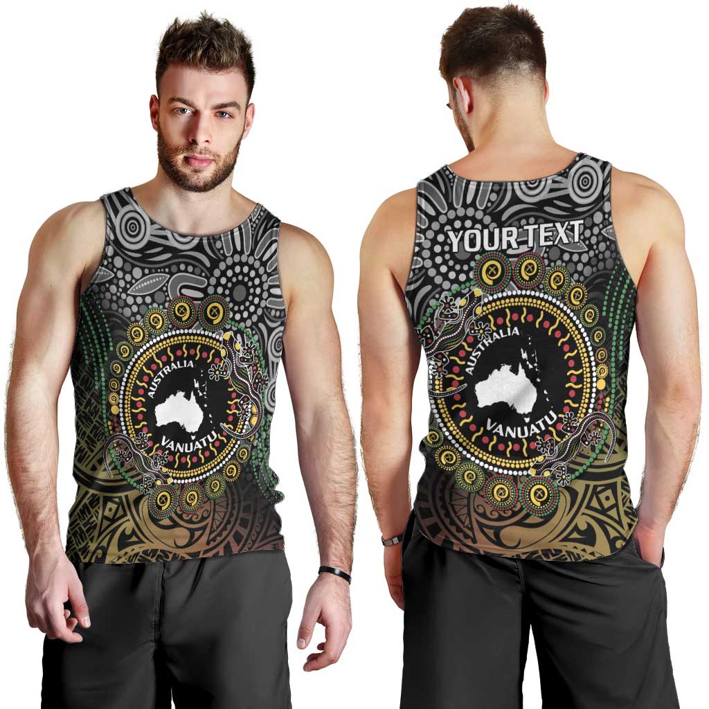 Personalised Australia And Vanuatu Men Tank Top Aboriginal Lizard Polynesia Ni-Van Pig Tusk LT14 - Polynesian Pride