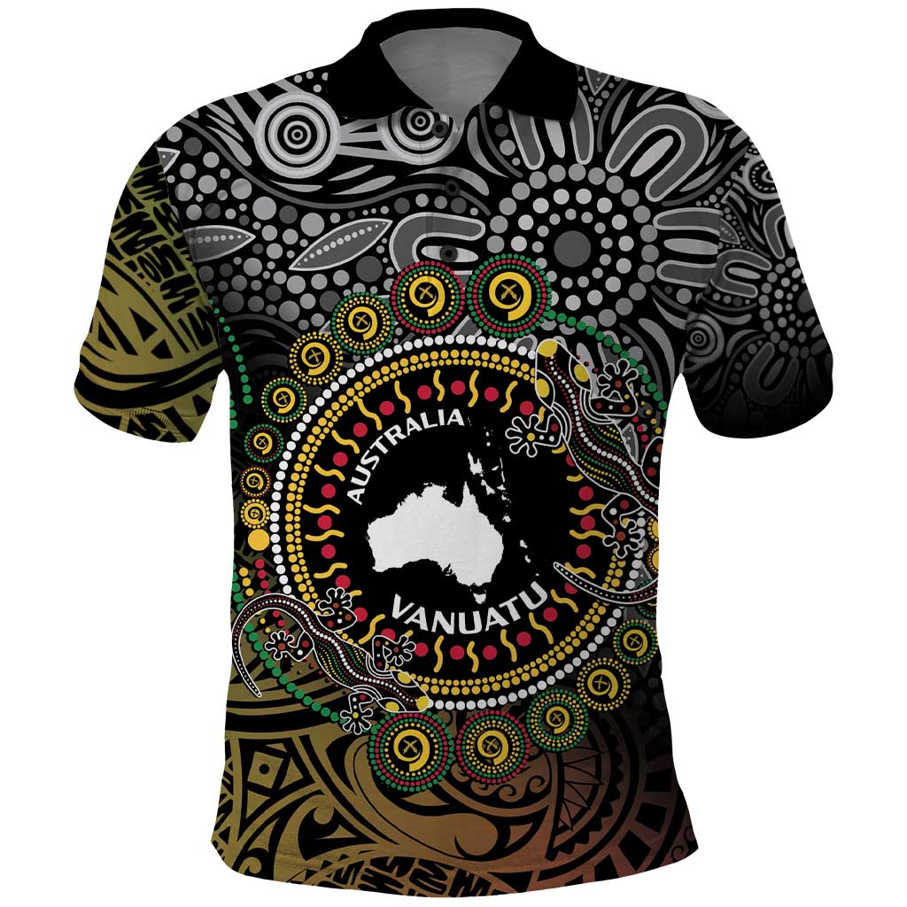 Personalised Australia And Vanuatu Polo Shirt Aboriginal Lizard Polynesia Ni-Van Pig Tusk