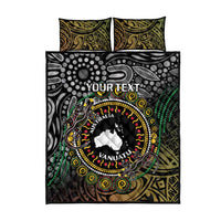 Personalised Australia And Vanuatu Quilt Bed Set Aboriginal Lizard Polynesia Ni-Van Pig Tusk LT14 - Polynesian Pride