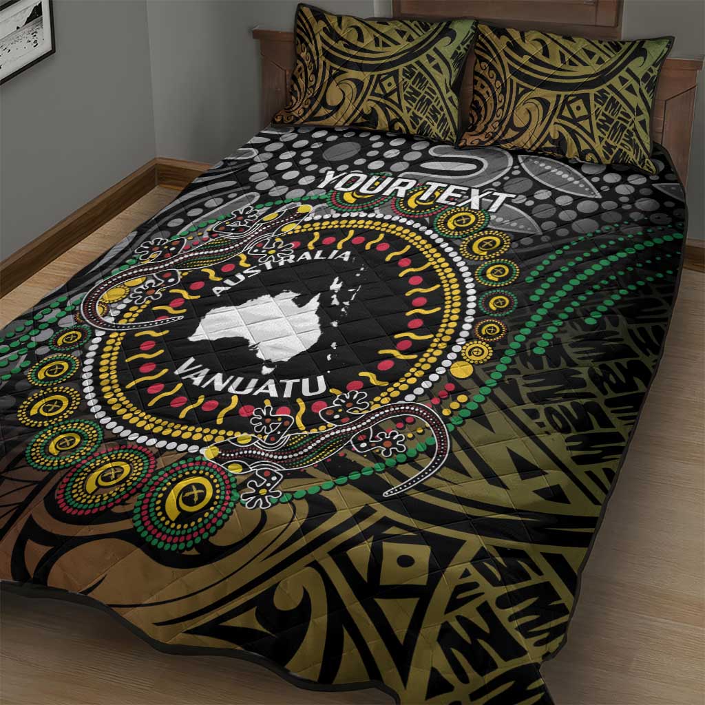 Personalised Australia And Vanuatu Quilt Bed Set Aboriginal Lizard Polynesia Ni-Van Pig Tusk LT14 - Polynesian Pride