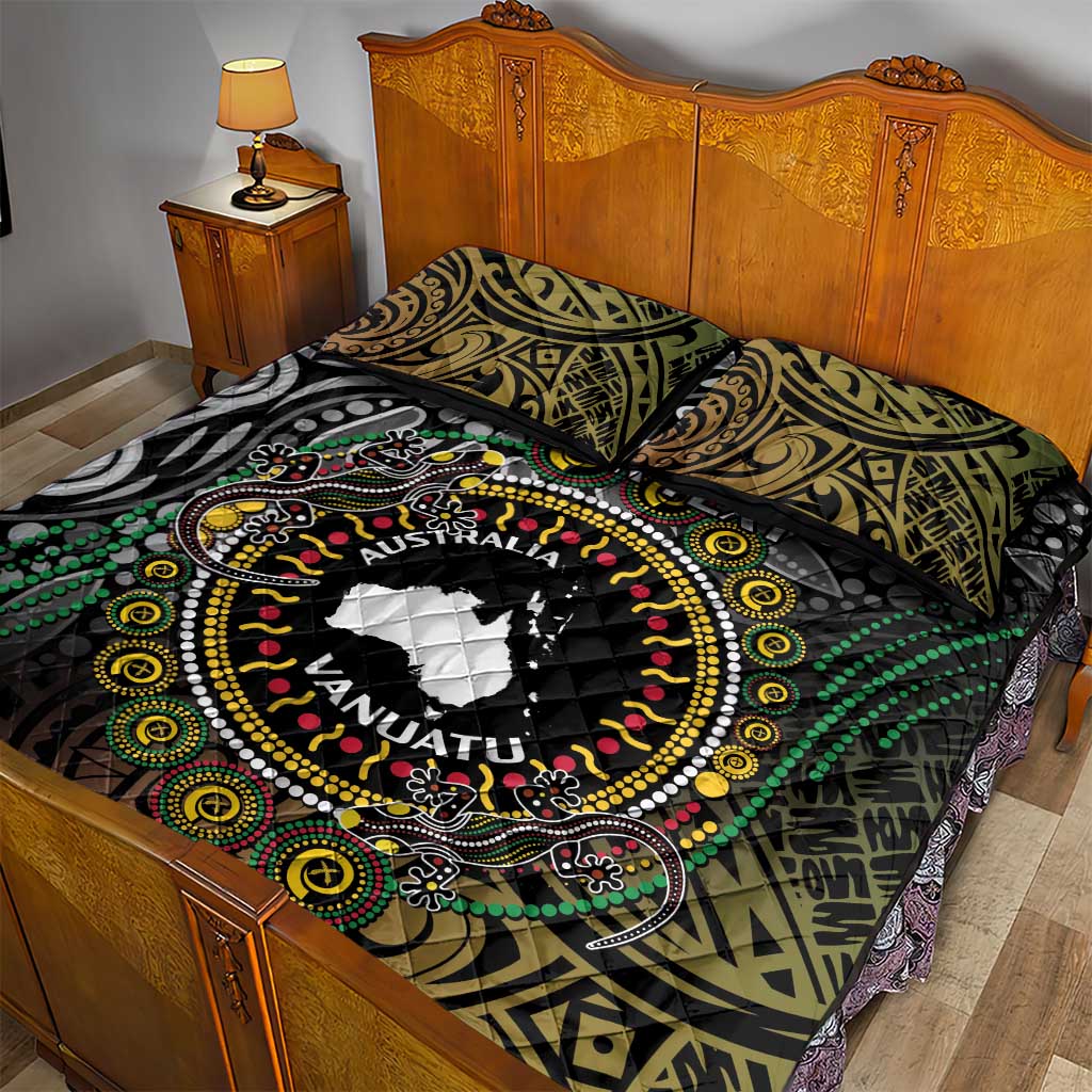 Personalised Australia And Vanuatu Quilt Bed Set Aboriginal Lizard Polynesia Ni-Van Pig Tusk LT14 - Polynesian Pride