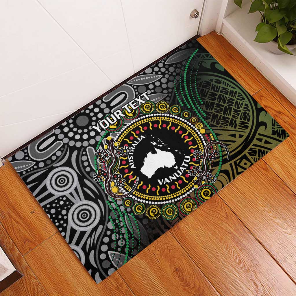 Personalised Australia And Vanuatu Rubber Doormat Aboriginal Lizard Polynesia Ni-Van Pig Tusk LT14 - Polynesian Pride