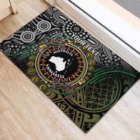 Personalised Australia And Vanuatu Rubber Doormat Aboriginal Lizard Polynesia Ni-Van Pig Tusk LT14 - Polynesian Pride