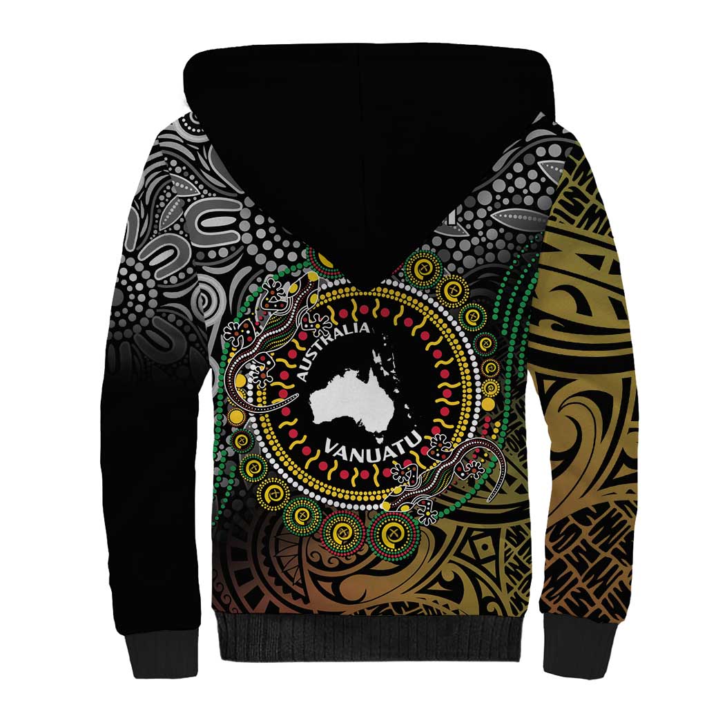 Personalised Australia And Vanuatu Sherpa Hoodie Aboriginal Lizard Polynesia Ni-Van Pig Tusk LT14 - Polynesian Pride