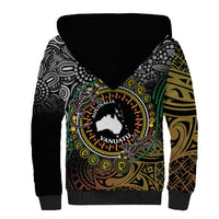 Personalised Australia And Vanuatu Sherpa Hoodie Aboriginal Lizard Polynesia Ni-Van Pig Tusk LT14 - Polynesian Pride