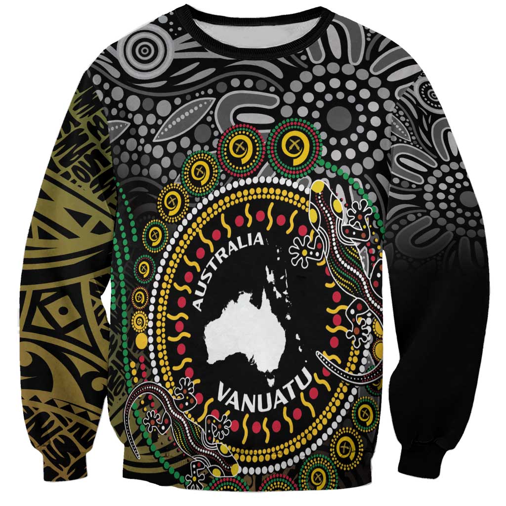 Personalised Australia And Vanuatu Sweatshirt Aboriginal Lizard Polynesia Ni-Van Pig Tusk