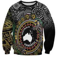 Personalised Australia And Vanuatu Sweatshirt Aboriginal Lizard Polynesia Ni-Van Pig Tusk LT14 Unisex Black - Polynesian Pride