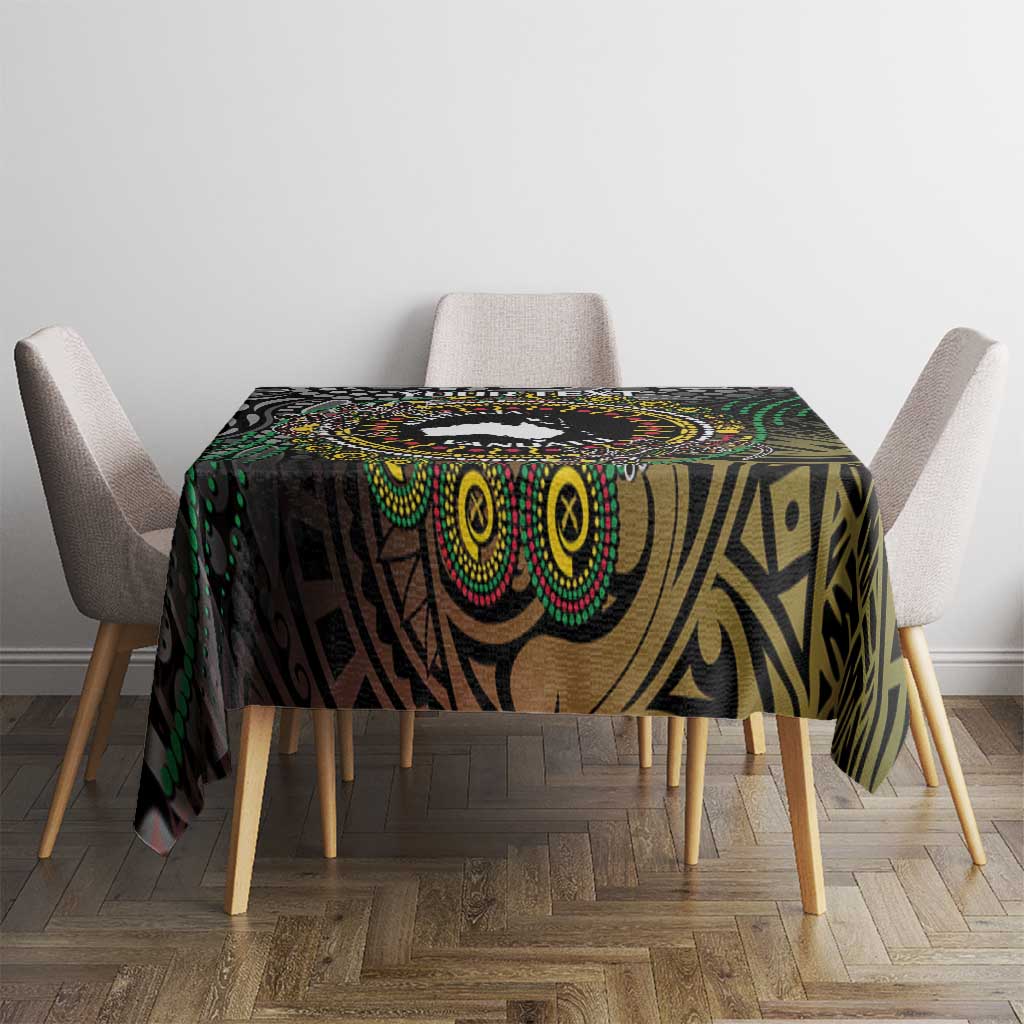 Personalised Australia And Vanuatu Tablecloth Aboriginal Lizard Polynesia Ni-Van Pig Tusk LT14 - Polynesian Pride
