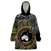Personalised Australia And Vanuatu Wearable Blanket Hoodie Aboriginal Lizard Polynesia Ni-Van Pig Tusk