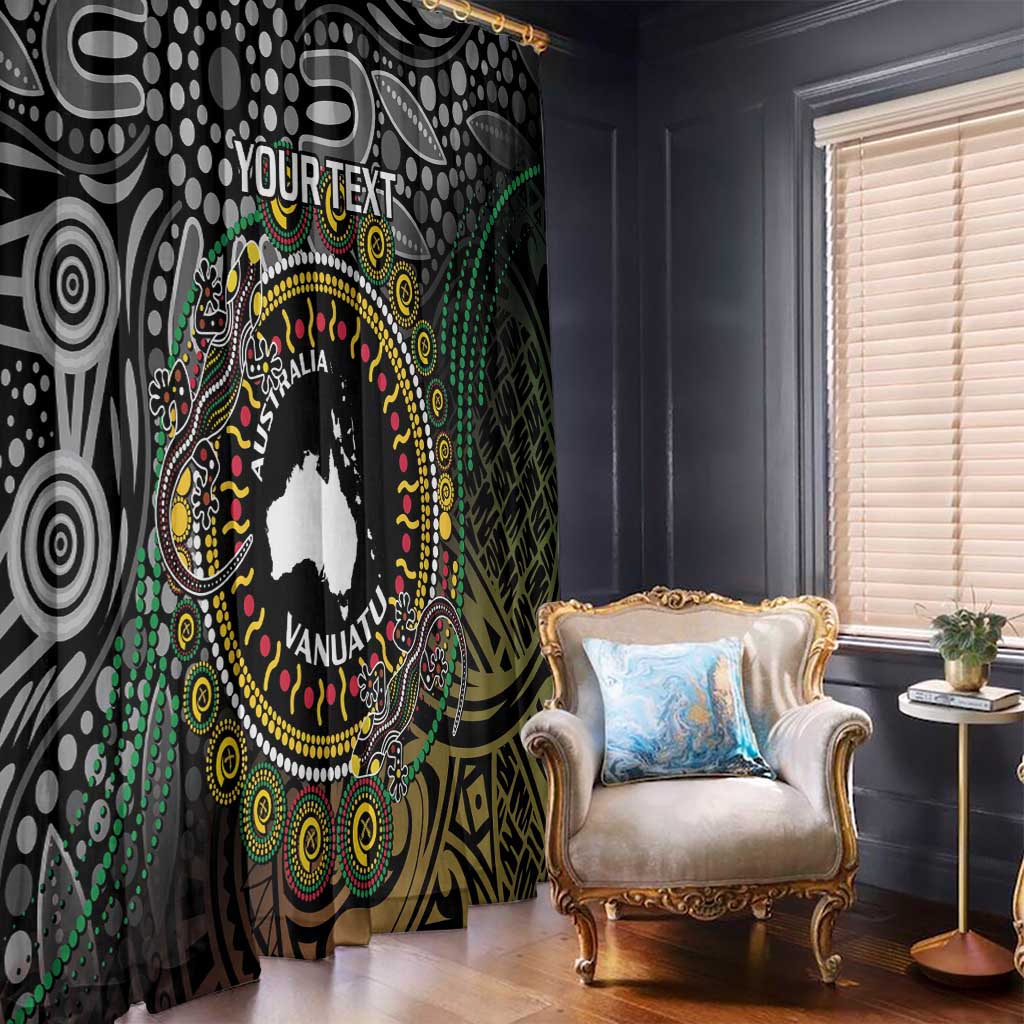 Personalised Australia And Vanuatu Window Curtain Aboriginal Lizard Polynesia Ni-Van Pig Tusk LT14 - Polynesian Pride