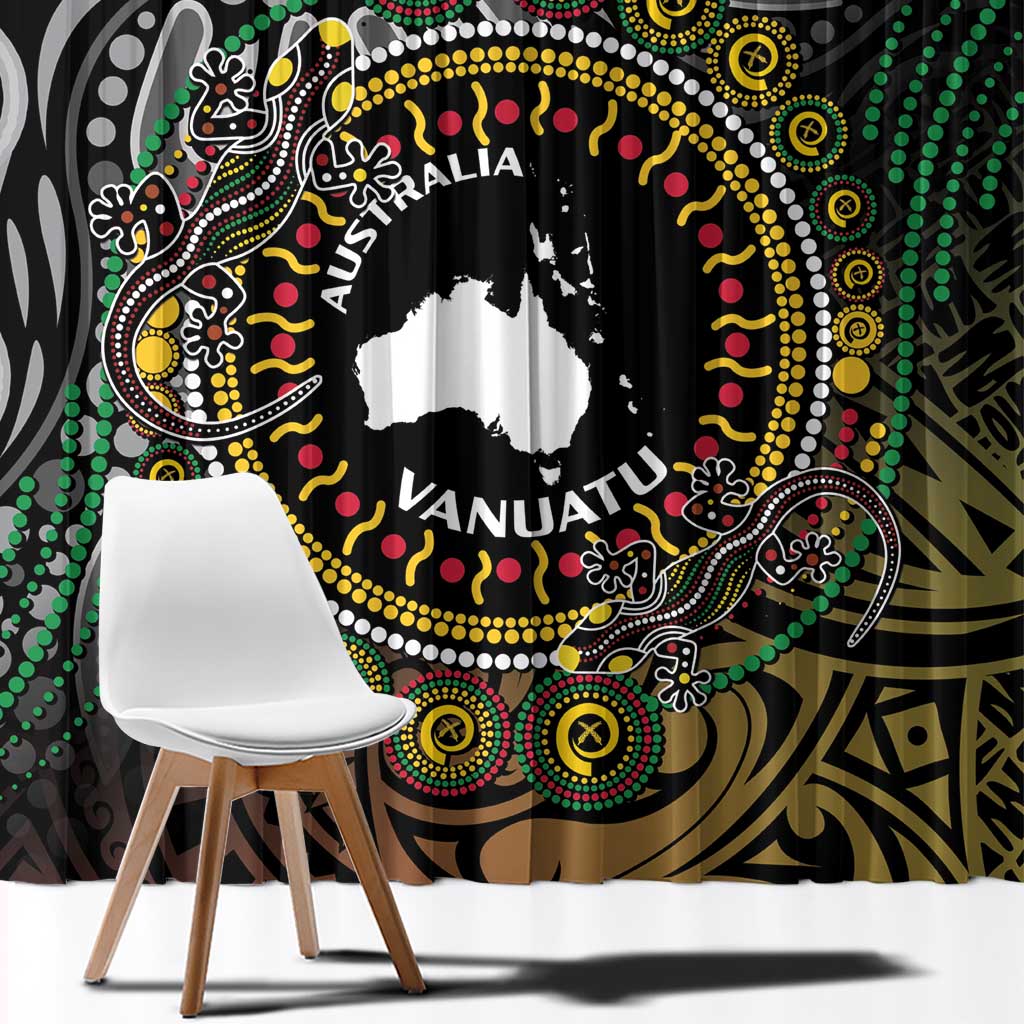 Personalised Australia And Vanuatu Window Curtain Aboriginal Lizard Polynesia Ni-Van Pig Tusk LT14 - Polynesian Pride