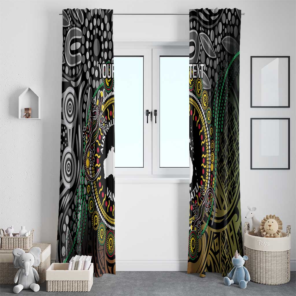 Personalised Australia And Vanuatu Window Curtain Aboriginal Lizard Polynesia Ni-Van Pig Tusk LT14 - Polynesian Pride