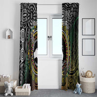 Personalised Australia And Vanuatu Window Curtain Aboriginal Lizard Polynesia Ni-Van Pig Tusk LT14 - Polynesian Pride