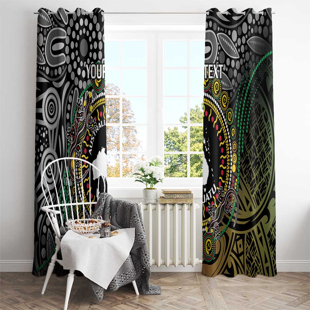Personalised Australia And Vanuatu Window Curtain Aboriginal Lizard Polynesia Ni-Van Pig Tusk LT14 - Polynesian Pride