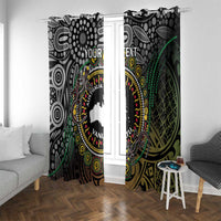 Personalised Australia And Vanuatu Window Curtain Aboriginal Lizard Polynesia Ni-Van Pig Tusk LT14 With Grommets Black - Polynesian Pride